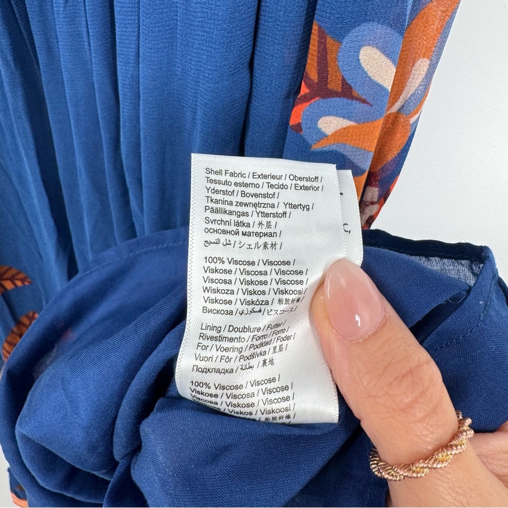 FARM Rio Navy Blue Maxi Dress with Orange & Light Blue Floral Print - Picture 10 of 16